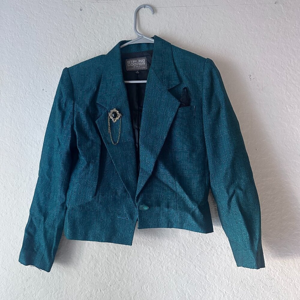 1980s Dark Green Suit Coat I Blazer I Jacket I Sz 6 I Sterling Cooper